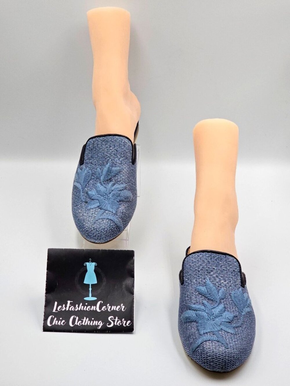Draper James Women's Blue Darby Embroidered Mule Loafers Shoes Size 8 2308